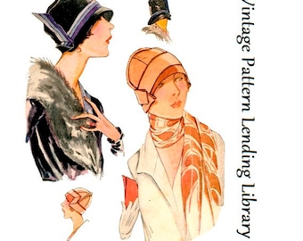 1920s Ladies Cloche Hat in Two Styles - Reproduction 1927 Sewing Pattern #H1603