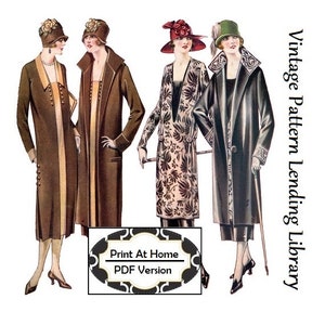 1920s Ladies Coat and Dress Ensemble - INSTANT DOWNLOAD - Reproduction 1925 Sewing Pattern #Z0551 - 36 Inch Bust - PDF - Print At Home