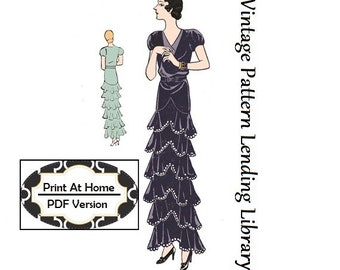 1930s Evening Gown by Nicole Groult - INSTANT DOWNLOAD - Reproduction 1931 Sewing Pattern #T1515 - 34 Inch Bust - PDF - Print At Home