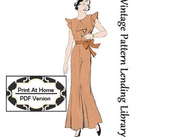 1930s Ladies Beach Pajamas - Loungewear - INSTANT DOWNLOAD - Reproduction Sewing Pattern #T1536 - 36 Inch Bust - PDF - Print At Home