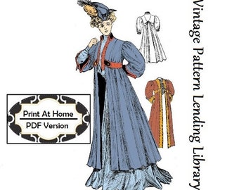 1910 Ladies Empire Coat - INSTANT DOWNLOAD - Reproduction Sewing Pattern #E2034 - 40 Inch Bust - PDF - Print At Home