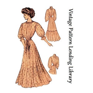1900s Ladies House Dress or Wrapper - 1908 Reproduction Sewing Pattern #E2263 - 38 Inch Bust