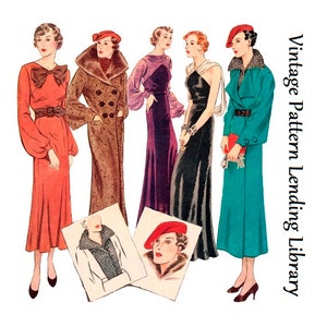 1930s Ladies Seven Piece Ensemble - Reproduction 1935 Sewing Pattern #T0677 - 36 Inch Bust