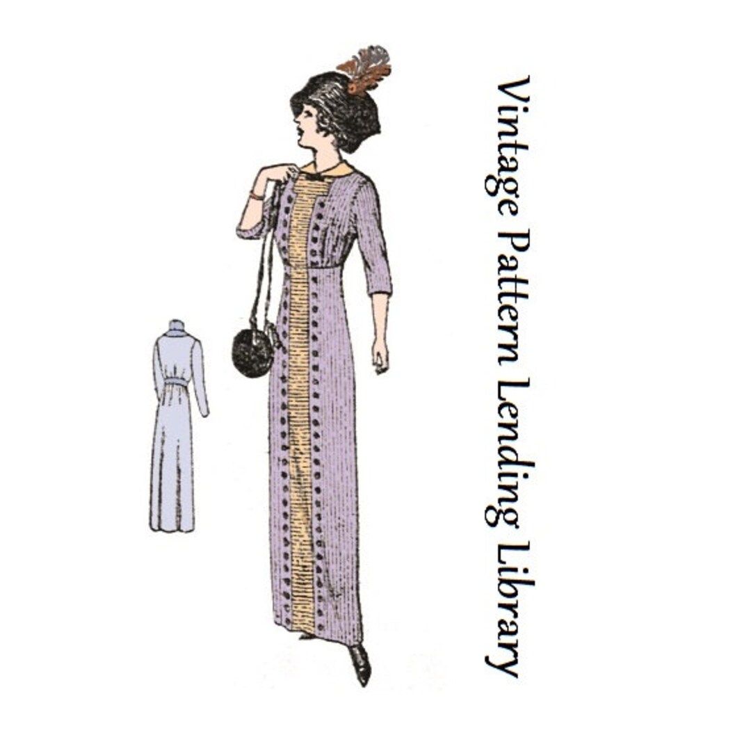 1910s Ladies Dress With Four Gore Skirt 1912 Reproduction Sewing ...