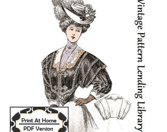 1901 Ladies Bolero Jacket - INSTANT DOWNLOAD - Reproduction Sewing Pattern #E1563 - 34 Inch Bust - PDF - Print At Home