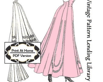 1910 Ladies Eleven-Gored Skirt - Edwardian Skirt - INSTANT DOWNLOAD PDF - Reproduction Sewing Pattern #E1845 - 26 Inch Waist - Print At Home