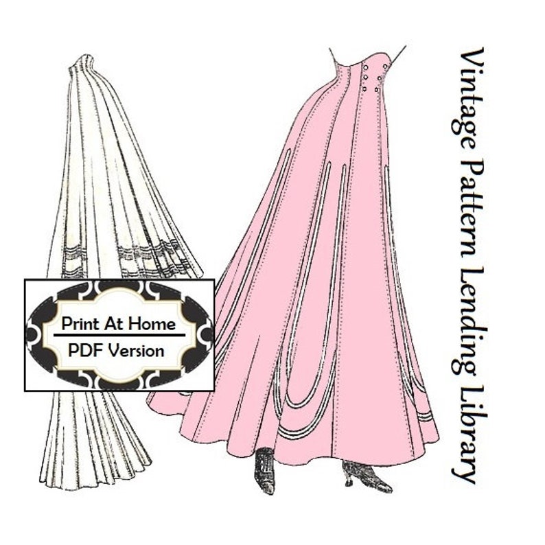 Titanic Dresses & Costumes | 1912 Dresses, Somewhere in Time 1910 Ladies Eleven-Gored Skirt - Edwardian Skirt - INSTANT DOWNLOAD PDF - Reproduction Sewing Pattern #E1845 - 26 Inch Waist - Print At Home $11.00 AT vintagedancer.com
