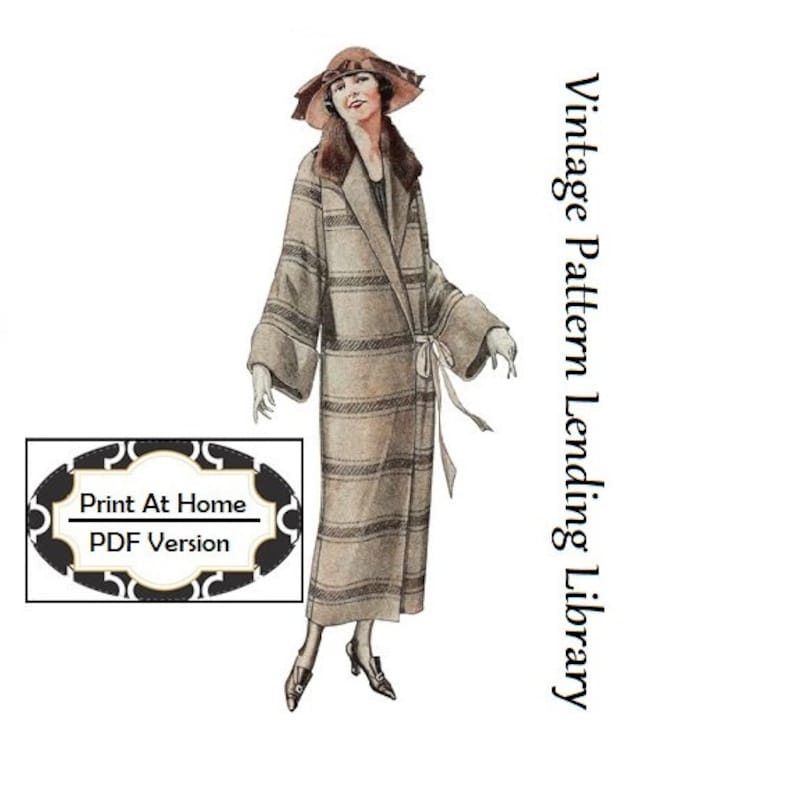 1920s Coats, Flapper Coats, 20s Jackets     1920s Ladies Coat With Large Sleeves - INSTANT DOWNLOAD - Reproduction 1923 Sewing Pattern #Z1652 - 34 Inch Bust - PDF - Print At Home  AT vintagedancer.com