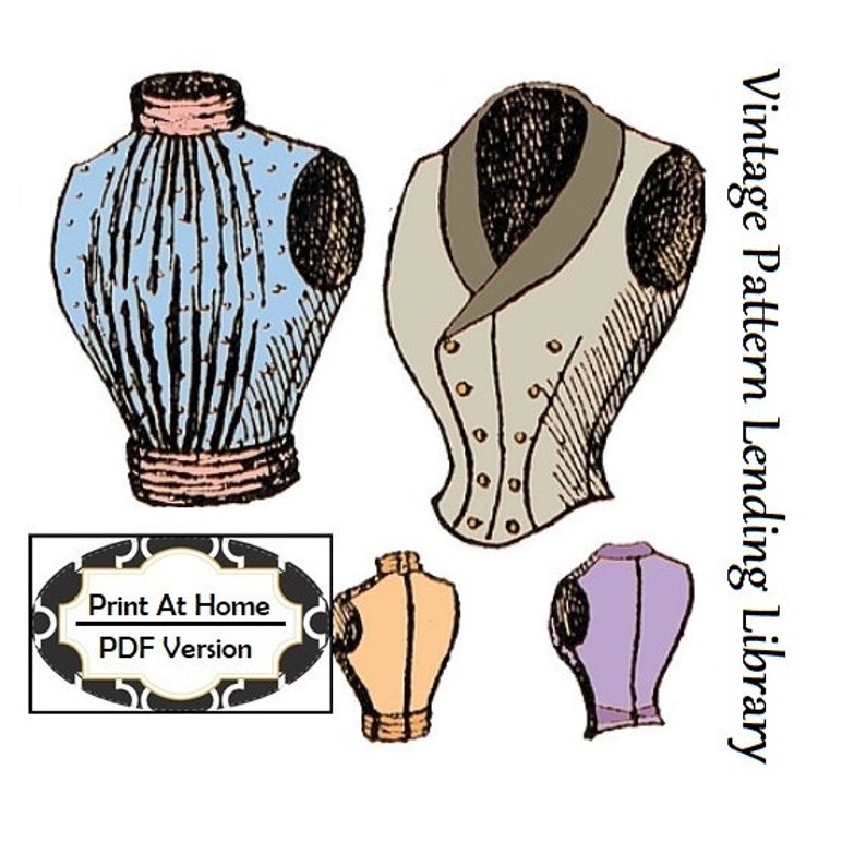 Victorian Blouses, Tops, Shirts, Vests, Sweaters     1890s Ladies Double Breasted & Full Vests - INSTANT DOWNLOAD - Reproduction 1897 Sewing Pattern #E0672 - 36 Inch Bust - PDF - Print at Home $10.00 AT vintagedancer.com