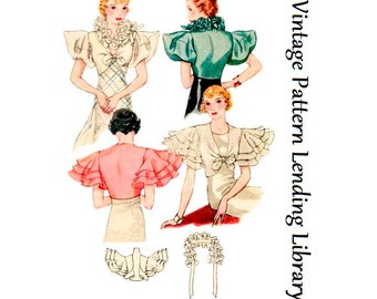 1930s Ladies Evening Coatee - Reproduction 1933 Sewing Pattern #T7391 - Jacket - Evening Shawl - 34 Inch Bust