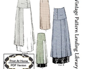 1910s Ladies Two-Piece Skirt With Tunic - INSTANT DOWNLOAD - Reproduction 1914 Sewing Pattern #E8558 - 26 Inch Waist - Print At Home - PDF