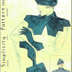 1930s Ladies Hat, Gloves, Collar And Purse Ensemble Reproduction 1934 Sewing Pattern H1353 image 7