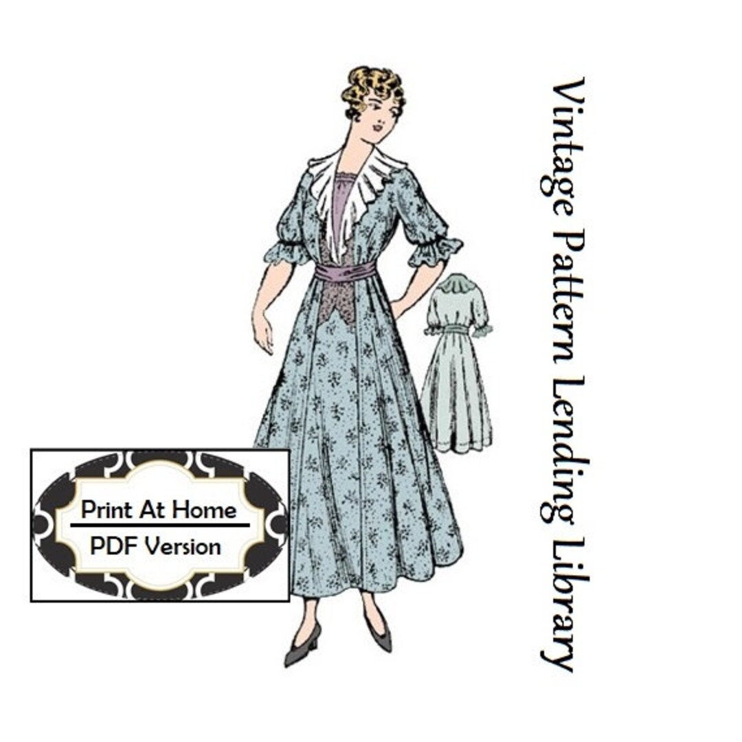 1915 Ladies Dress With Ruffled Lapels INSTANT DOWNLOAD Reproduction