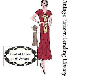 1930s Ladies Sleeveless Day Dress - INSTANT DOWNLOAD - Reproduction Sewing Pattern #T0423 - 34 Inch Bust - PDF - Print At Home