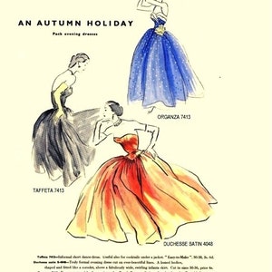 1950s Ladies Formal Dress or Gown Reproduction 1951 Sewing Pattern F7413 32 Inch Bust image 7