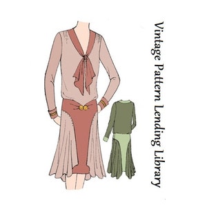1920s Ladies Dress With Side Drapes - Reproduction 1929 Sewing Pattern #Z6254 - 40 Inch Bust