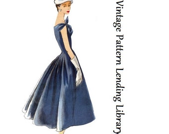 1950er Jahre Jacques Heim Abendkleid oder Abendkleid mit Reifrock - Reproduktion 1956 Schnittmuster #F1337 - 32-Inch-Büste