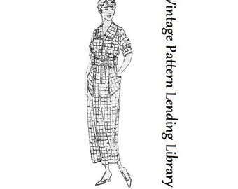 1910s One Piece Slip On Apron Dress - 1918 Reproduction Sewing Pattern #E9347 - 36 Inch Bust