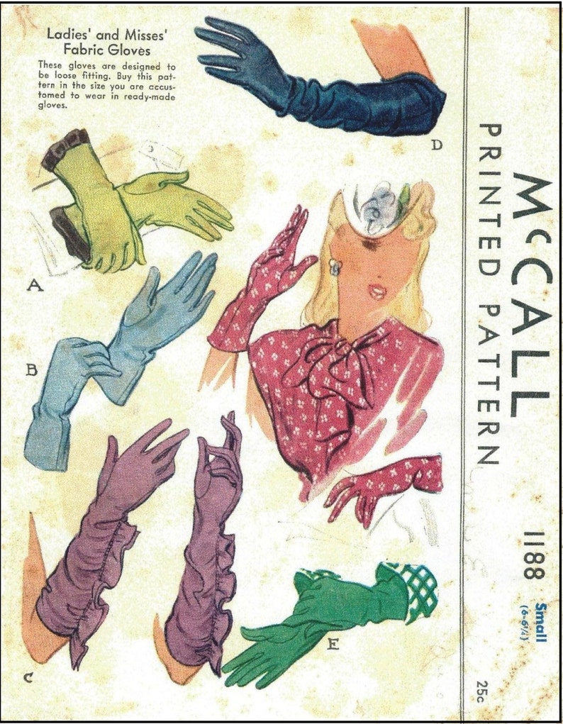 1940s Ladies Gloves In Several Styles Reproduction 1946 Sewing Pattern A1188 image 2