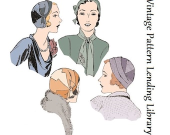 1920s 1930s Ladies Paris Cloche Hat - Reproduction 1929-30 Sewing Pattern #H002