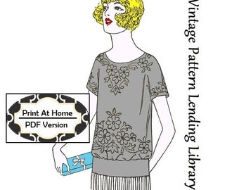 1920s Ladies Beaded Blouse with Floral Motif - INSTANT DOWNLOAD - Reproduction Pattern #N0592 - Multi-sized 34" to 42" Bust - Print At Home