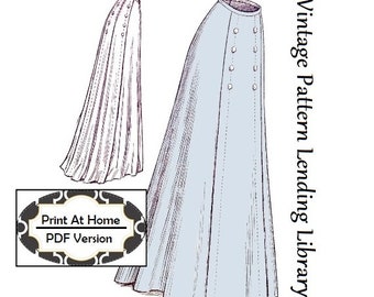 1909 Ladies Five Gore Skirt In Sweep or Round Length - INSTANT DOWNLOAD - Edwardian Reproduction Sewing Pattern #E2704 - 28 Inch Waist - PDF