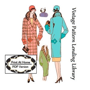 1920s Ladies Coat With Geometric Trim - INSTANT DOWNLOAD - Reproduction 1923 Sewing Pattern #Z2222 - 36 Inch Bust - PDF - Print At Home