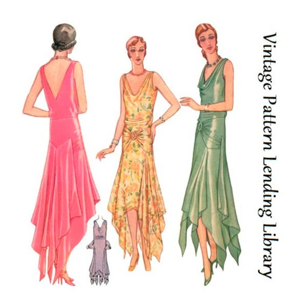 1920s Ladies Fishtail Evening Gown - Reproduction 1929 Sewing Pattern #Z5941 - Multi Size Pattern