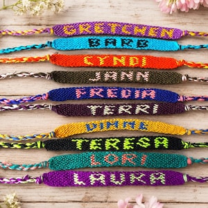 Personalized Name Friendship Bracelet - Woven Name Bracelet - Macrame Bracelet - Adjustable Bracelets - Stackable Bracelets - MADE TO ORDER