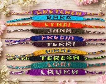 Personalized Name Friendship Bracelet - Woven Name Bracelet - Macrame Bracelet - Adjustable Bracelets - Stackable Bracelets - MADE TO ORDER