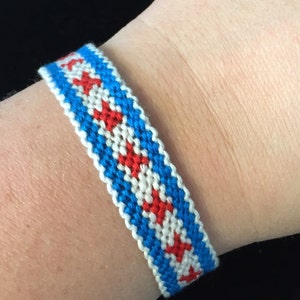 Sweet Home Chicago Flag Handmade Woven Adjustable Macrame Friendship Bracelet (#6) Fits Most Wrists - Chi-town Pride - Hometown Love