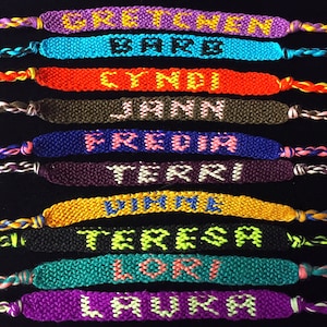 Personalized Name Friendship Bracelet - Woven Name Bracelet - Macrame Bracelet - Adjustable Bracelets - Stackable Bracelets - MADE TO ORDER