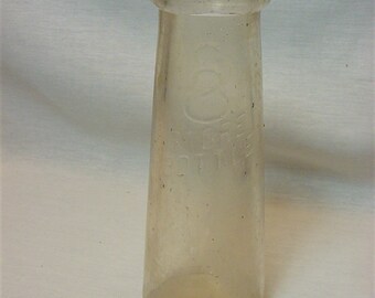 Unusual Shape Vintage 3 Cent Half Pint Cream Milk Store Bottle