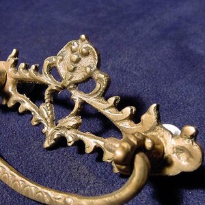 Ornate Brass Drawer Pull Handle Hardware Collectible image 2