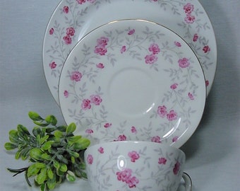 Vintage Bareuther Dessert Plate Cup Saucer Set Dainty Floral