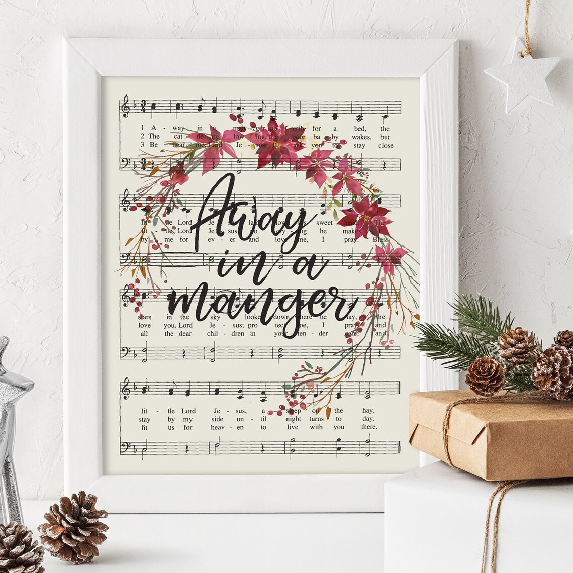 Christmas Hymn Print Set of 4 Printable Sheet Music O Holy - Etsy