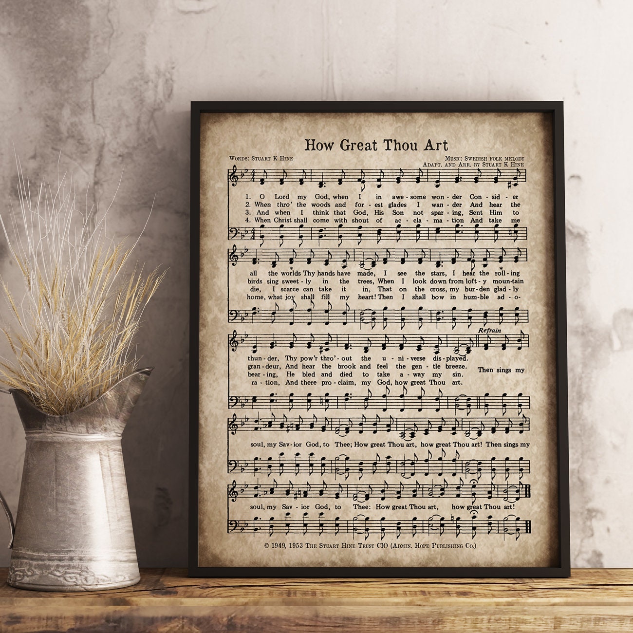 How Great Thou Art Music Sheet Poster Music Sheet Print Music Sheet Print  Song Sheet Lyrics Poster Lyrics Wall Art Music Poster Music Print (8 x 10