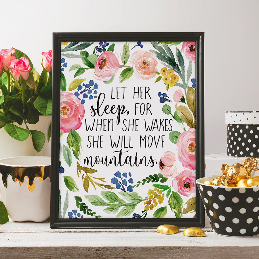 Let Her Sleep Printable for When She Wakes Print Floral - Etsy