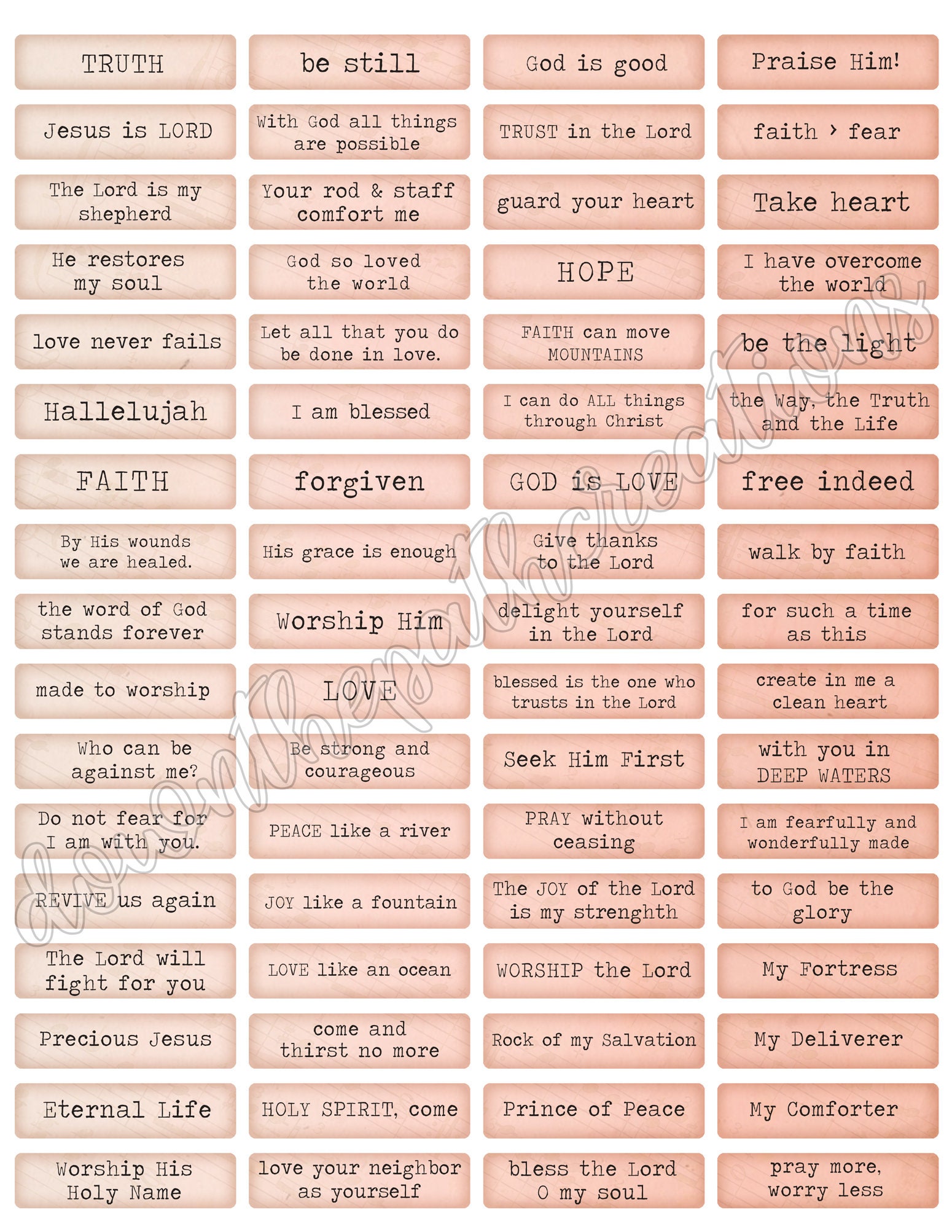 Printable Bible Verse Stickers: Christian Planner, Prayer Journal (PDF ...