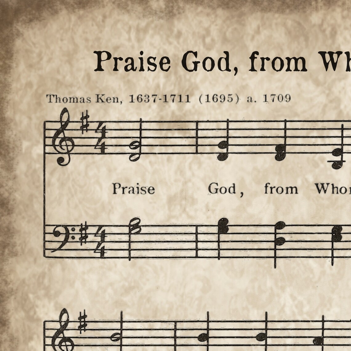 Doxology Hymn Printable Praise God From Whom All Blessings | Etsy