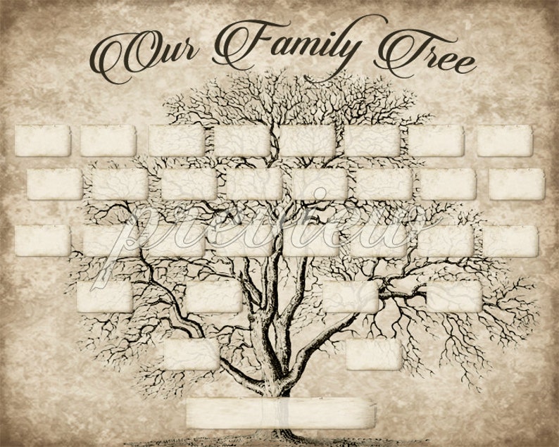 Custom Family Tree Printable 5 Generation Template, INSTANT DOWNLOAD, Editable Fillable PDF Form, Genealogy Print, Ancestry Chart, Vintage image 2