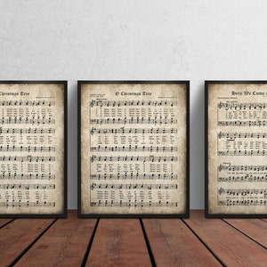 Deck the Halls, O Christmas Tree, Here We Come a-Caroling, Vintage Weihnachtslieder, Instant Download, Set von 3 Prints, Urlaub Noten