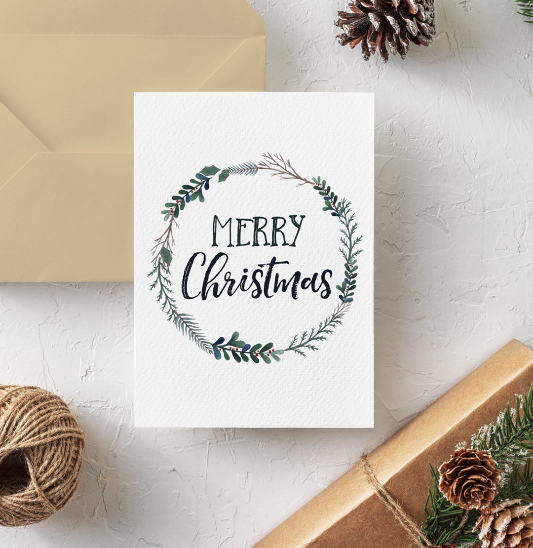 Buy Printable Christmas Card, Merry Christmas, Watercolor Print, Instant  Download, 5x7 PDF, Christian Card, Simple Holiday Greeting Online in India  - Etsy, image size:1080x1110