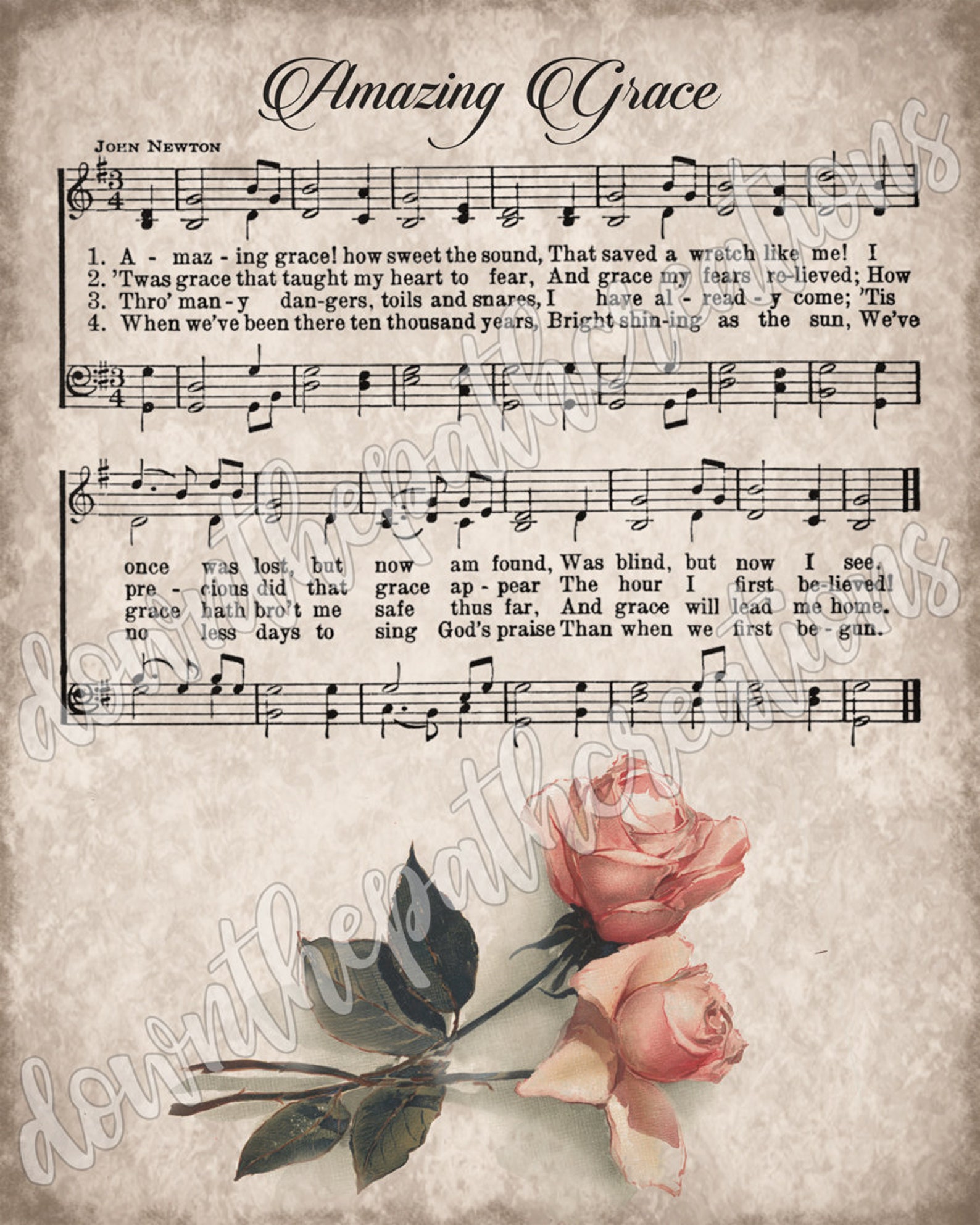 Vintage Amazing Grace Print Printable Vintage Sheet Music | Etsy