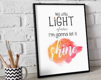 This Little Light of Mine Print: Kids Room Decor (Digital Download)