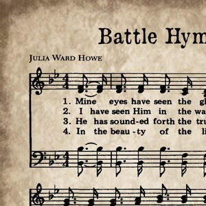 Battle Hymn of the Republic Print, Printable Vintage Sheet Music ...