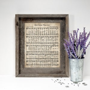 How Great Thou Art Print, Printable Vintage Sheet Music, Instant Download, Aged Antique Hymn, Inspirational Quote, Farm House Decor, Old Art