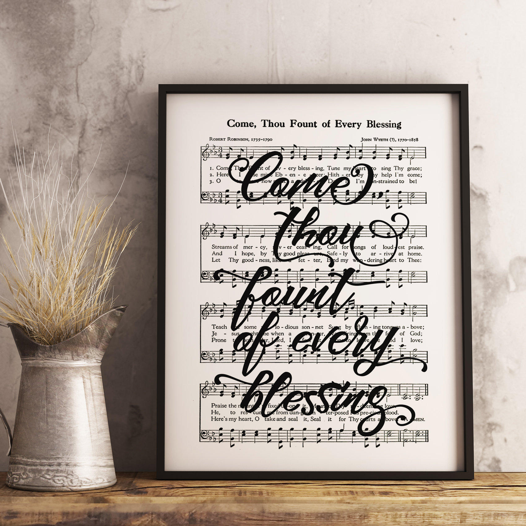 Hymn Lettering Print Set of 4, Printable Sheet Music Bundle — Down the ...