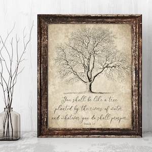 Psalm 1:3 Printable, You Shall Be a Tree Print, INSTANT DOWNLOAD, Vintage Wall Art, Farmhouse Decor, Antique Bible Verse, Rustic Sign