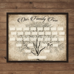 Vintage 5 Generation Family Tree Print Template - Instant Download - Printable, Wall Art, Ancestry, DIY Gift, Blank